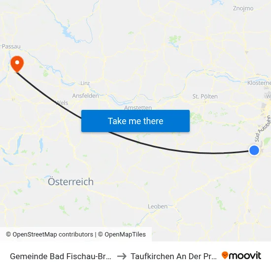 Gemeinde Bad Fischau-Brunn to Taufkirchen An Der Pram map