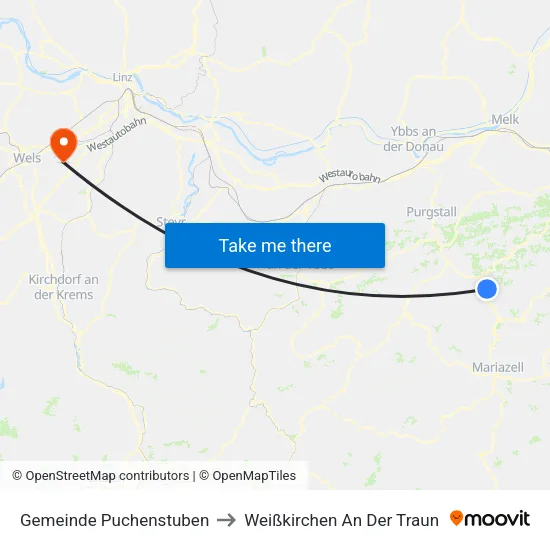 Gemeinde Puchenstuben to Weißkirchen An Der Traun map