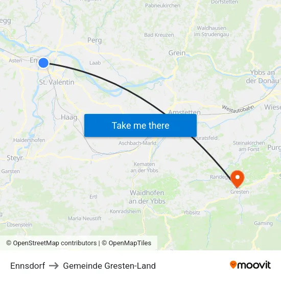 Ennsdorf to Gemeinde Gresten-Land map
