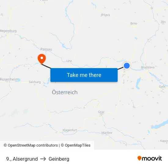 9., Alsergrund to Geinberg map