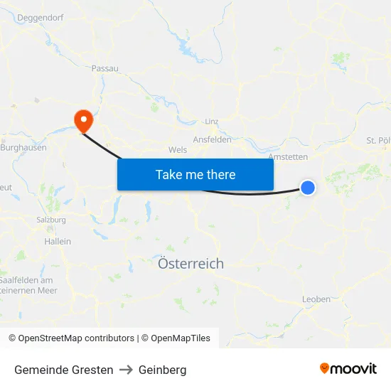 Gemeinde Gresten to Geinberg map