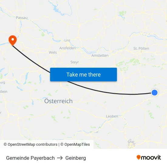 Gemeinde Payerbach to Geinberg map