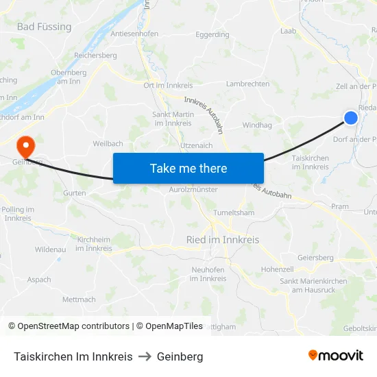 Taiskirchen Im Innkreis to Geinberg map