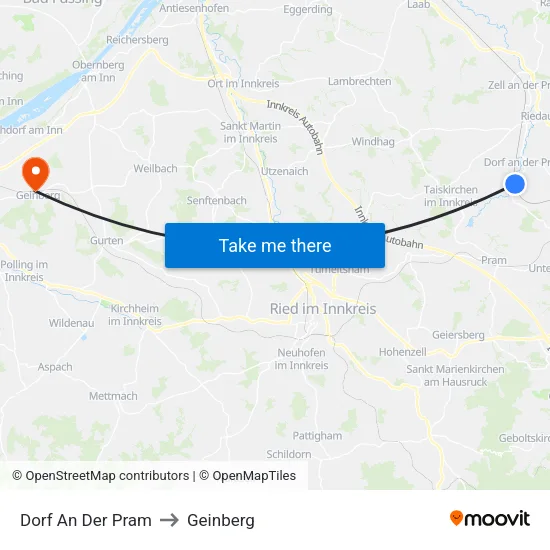 Dorf An Der Pram to Geinberg map