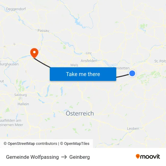 Gemeinde Wolfpassing to Geinberg map