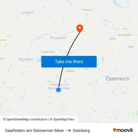 Saalfelden am Steinernen Meer to Geinberg map
