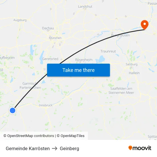 Gemeinde Karrösten to Geinberg map