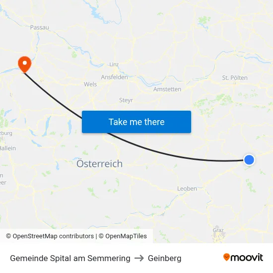 Gemeinde Spital am Semmering to Geinberg map