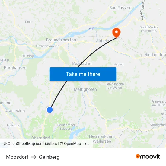 Moosdorf to Geinberg map