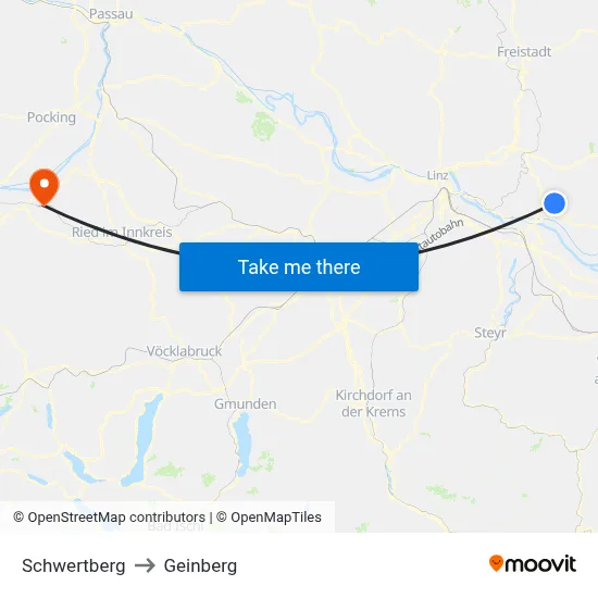 Schwertberg to Geinberg map