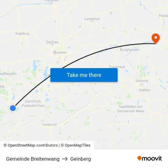 Gemeinde Breitenwang to Geinberg map