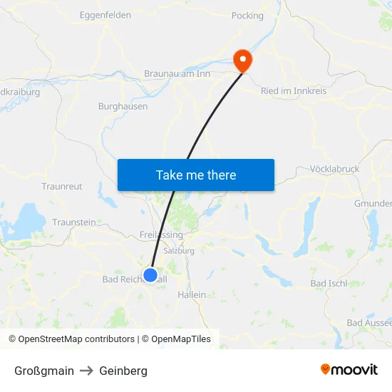 Großgmain to Geinberg map