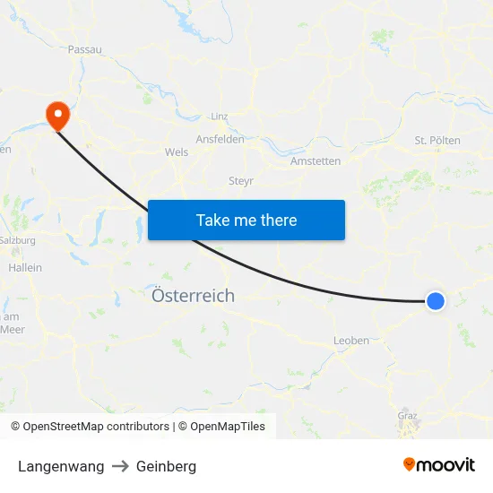 Langenwang to Geinberg map