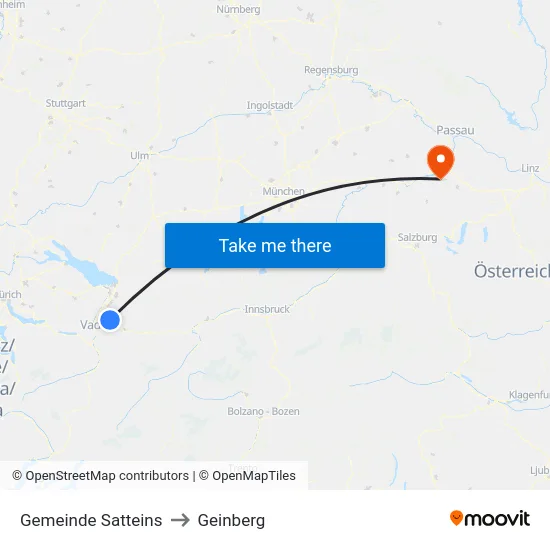 Gemeinde Satteins to Geinberg map
