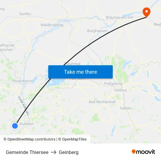 Gemeinde Thiersee to Geinberg map