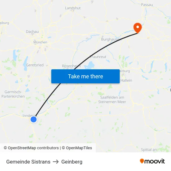 Gemeinde Sistrans to Geinberg map