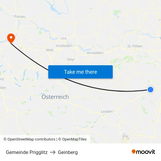 Gemeinde Prigglitz to Geinberg map