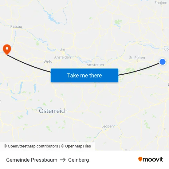 Gemeinde Pressbaum to Geinberg map