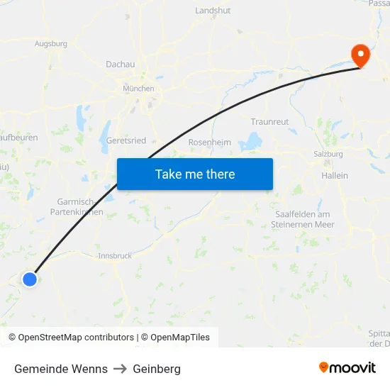 Gemeinde Wenns to Geinberg map