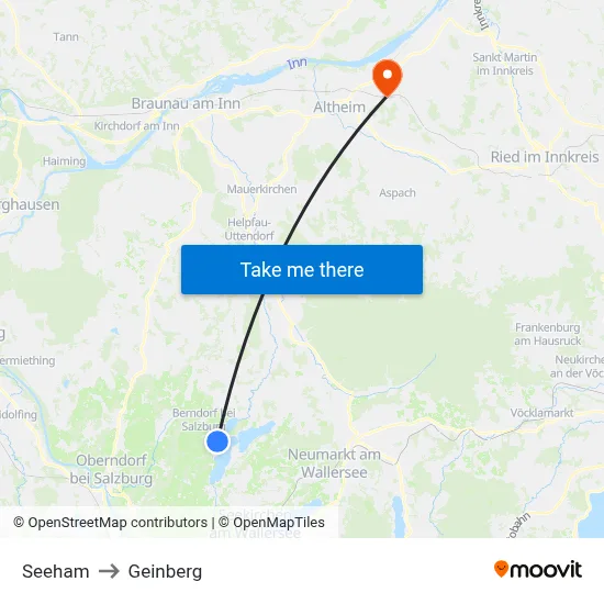 Seeham to Geinberg map