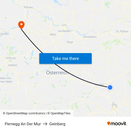 Pernegg An Der Mur to Geinberg map