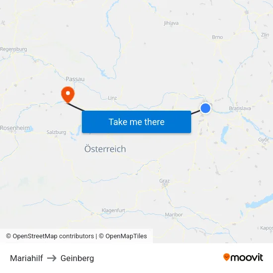 Mariahilf to Geinberg map