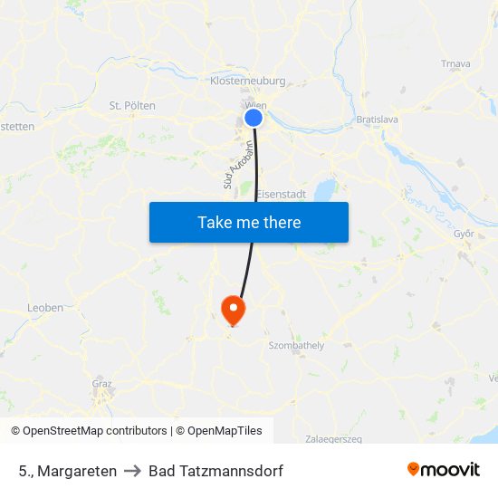 5., Margareten to Bad Tatzmannsdorf map