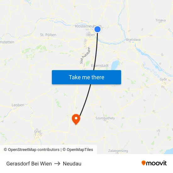 Gerasdorf Bei Wien to Neudau map