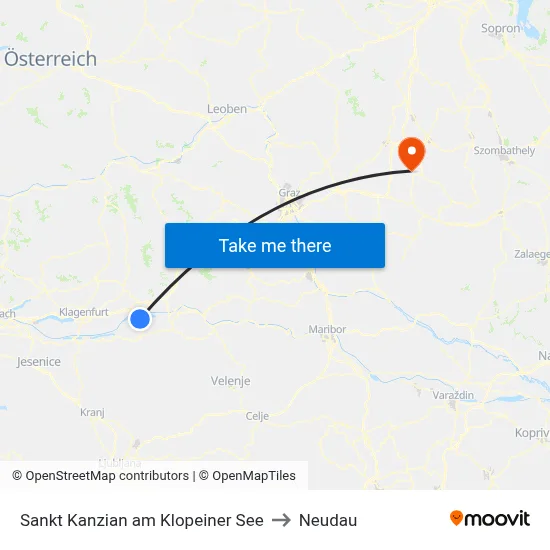 Sankt Kanzian am Klopeiner See to Neudau map
