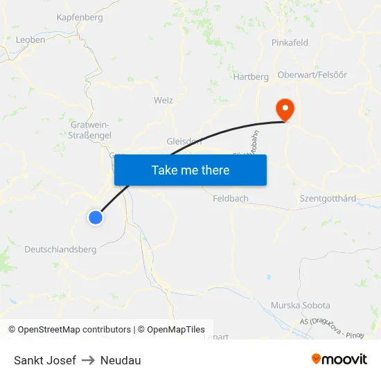 Sankt Josef to Neudau map