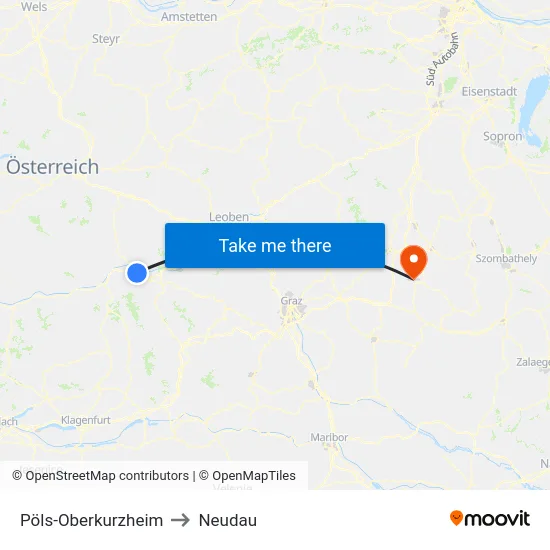 Pöls-Oberkurzheim to Neudau map