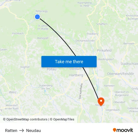 Ratten to Neudau map