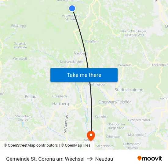 Gemeinde St. Corona am Wechsel to Neudau map