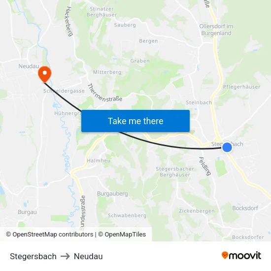 Stegersbach to Neudau map