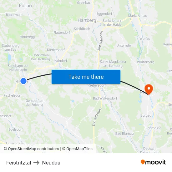 Feistritztal to Neudau map