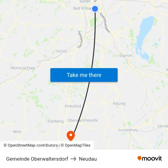 Gemeinde Oberwaltersdorf to Neudau map