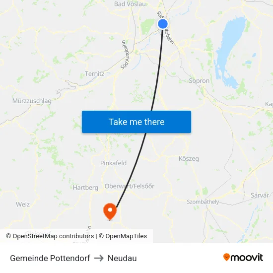 Gemeinde Pottendorf to Neudau map