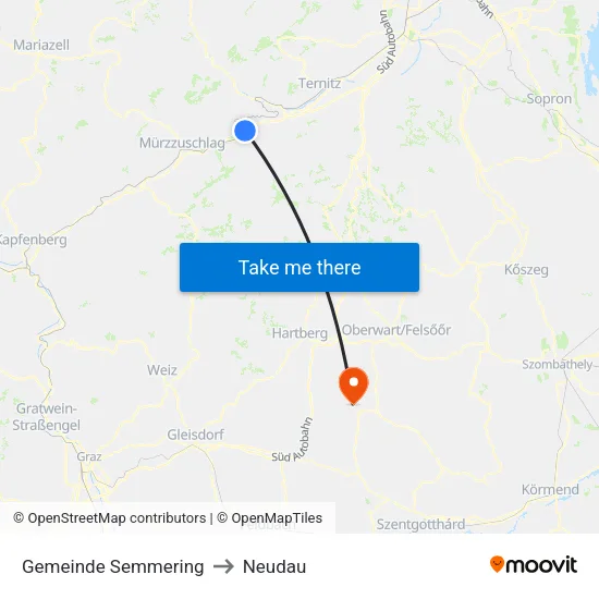 Gemeinde Semmering to Neudau map