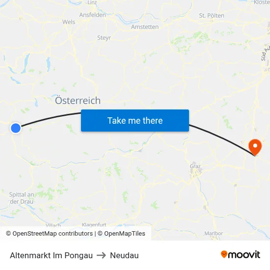 Altenmarkt Im Pongau to Neudau map