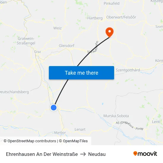 Ehrenhausen An Der Weinstraße to Neudau map