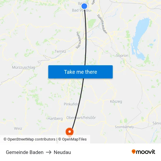 Gemeinde Baden to Neudau map