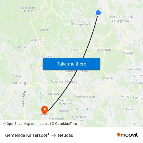 Gemeinde Kaisersdorf to Neudau map