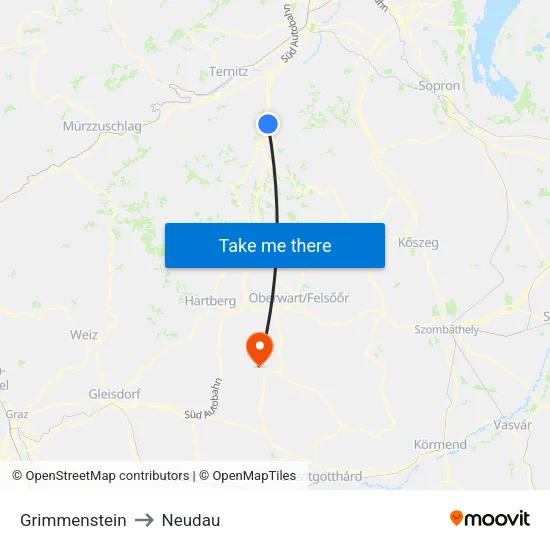 Grimmenstein to Neudau map