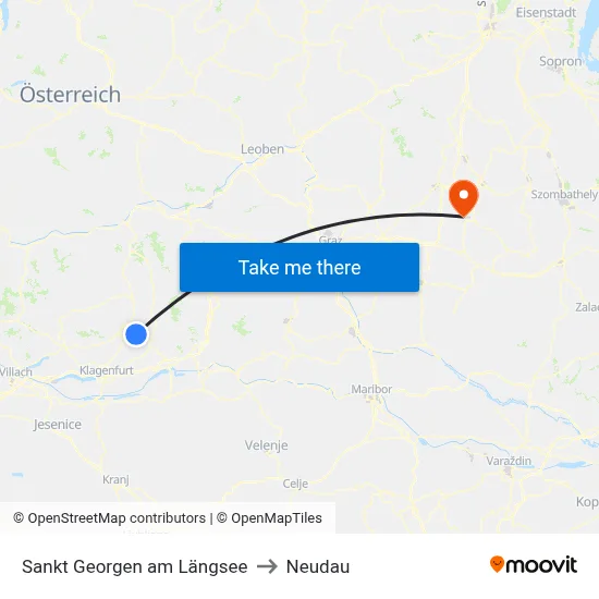 Sankt Georgen am Längsee to Neudau map