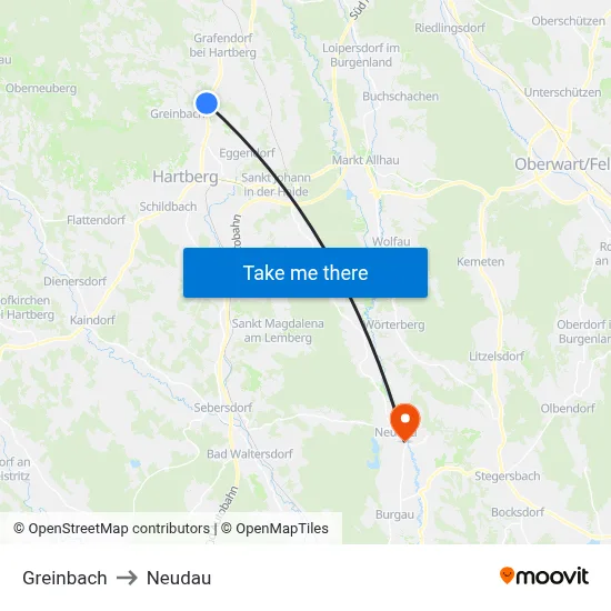 Greinbach to Neudau map