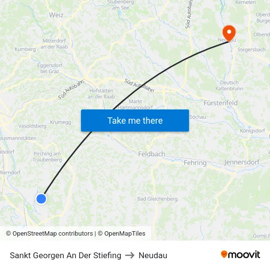 Sankt Georgen An Der Stiefing to Neudau map