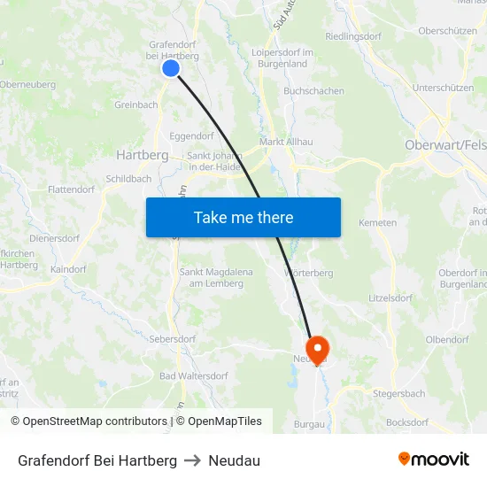 Grafendorf Bei Hartberg to Neudau map