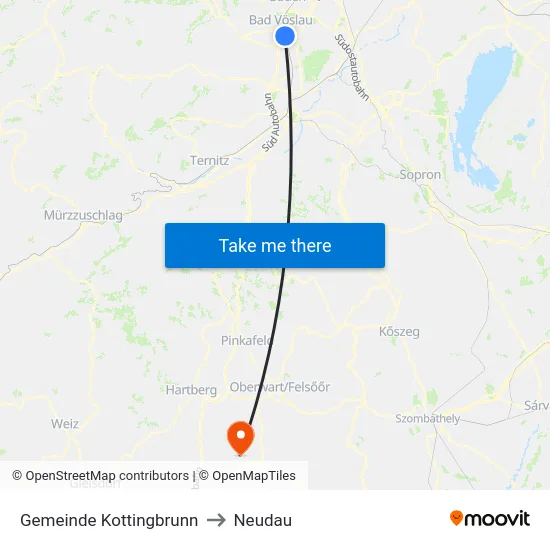 Gemeinde Kottingbrunn to Neudau map