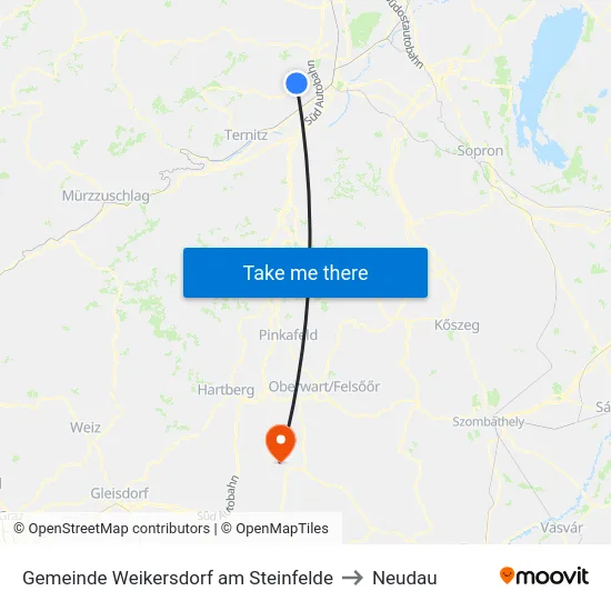 Gemeinde Weikersdorf am Steinfelde to Neudau map