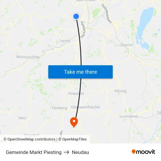 Gemeinde Markt Piesting to Neudau map